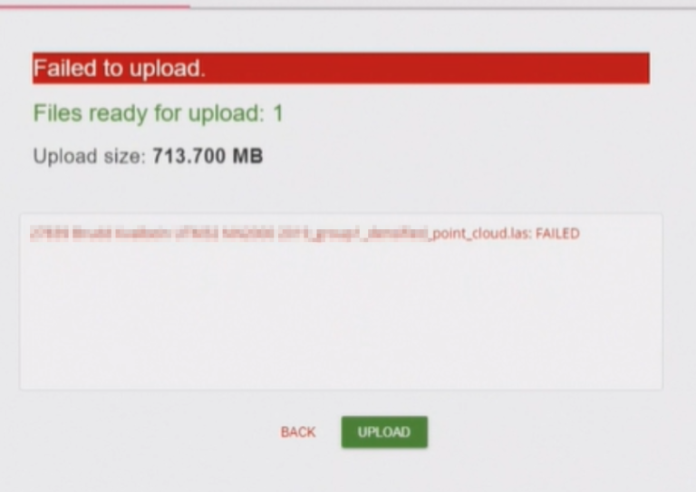 Upload FAILED - what to do? - Pointscene